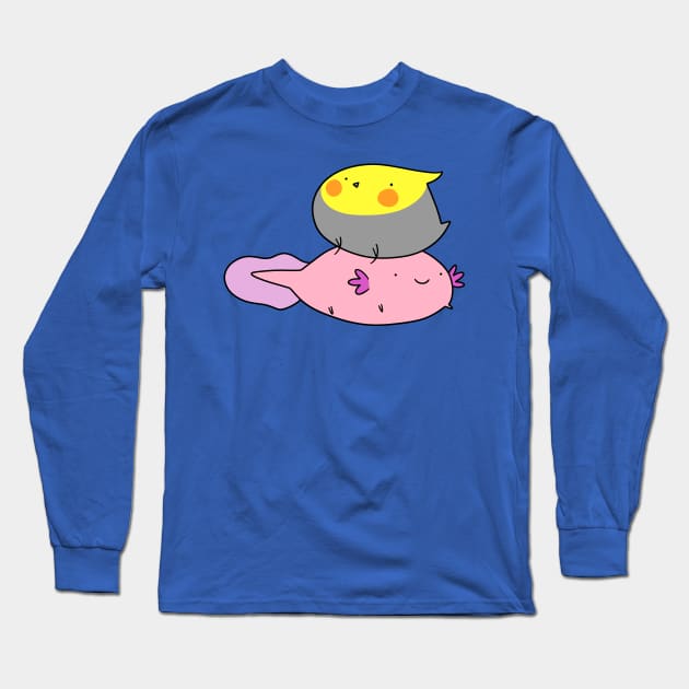 Cockatiel and Axolotl Long Sleeve T-Shirt by saradaboru